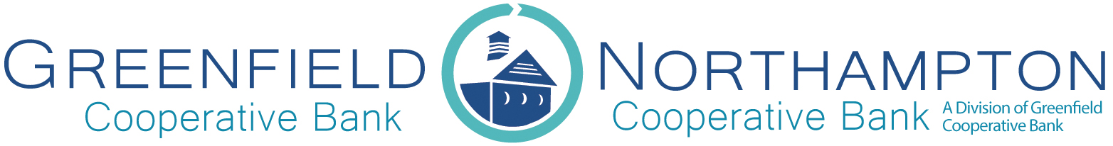 Greenfield Cooperative Bank/Northampton Cooperative Bank logo with a blue house in a circle in the center.
